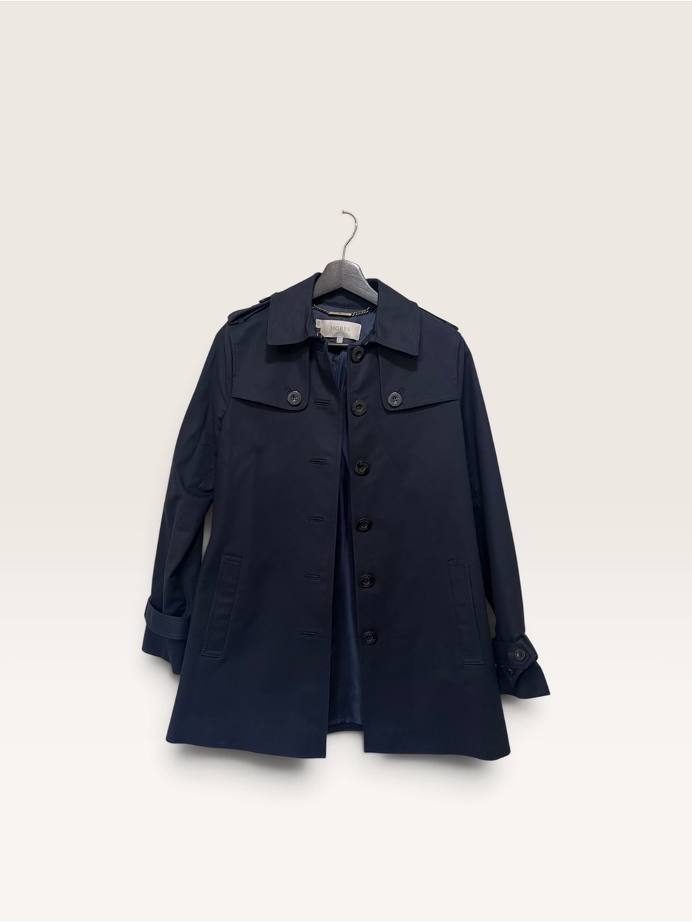 Hobbs London Classic Navy Trench Coat - Women's Lightweight Jacket
